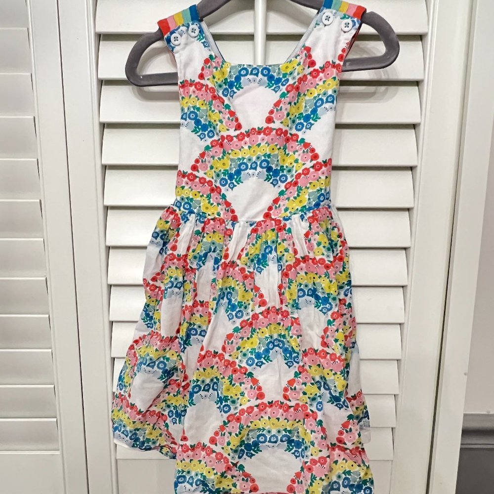 Like New! Mini Boden Rainbow Floral Crossbody Dress 3-4T